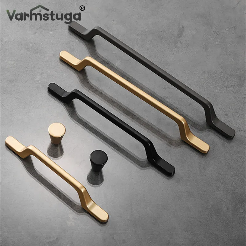 Black Aluminum Alloy Kitchen Cabinet Handles Dresser Drawer Pulls Cupboard Wardrobe Door Knobs Furniture Handle Hardware