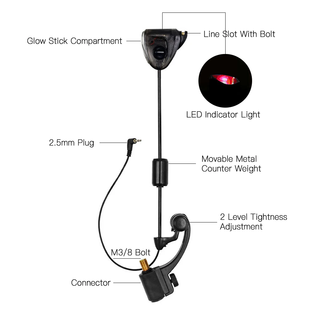 Fishing Swinger Fishing Alarm LED Bite Indicator Illuminated Swinger Fishing Tackle Durable Fish Tools