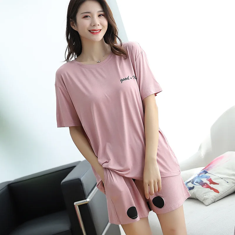 

Thin Pajamas Women Summer Casual Shorts Short-Sleeved Modal Stretch Dot Printing Home Service Suit Comfortable Pipima