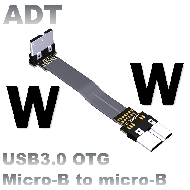 Extension Micro USB 3.0 mâle à femelle, câble plat OTG Micro-B pour HDTV AV, Drone de photographie aérienne, Kit de cardan GoPro DSLR