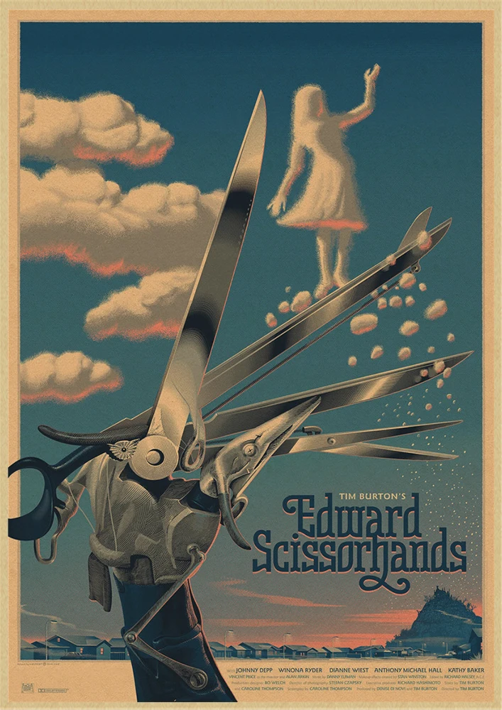Edward Scissorhands movie Vintage Retro Matte Kraft Paper Antique Poster Wall Sticker Home Decora