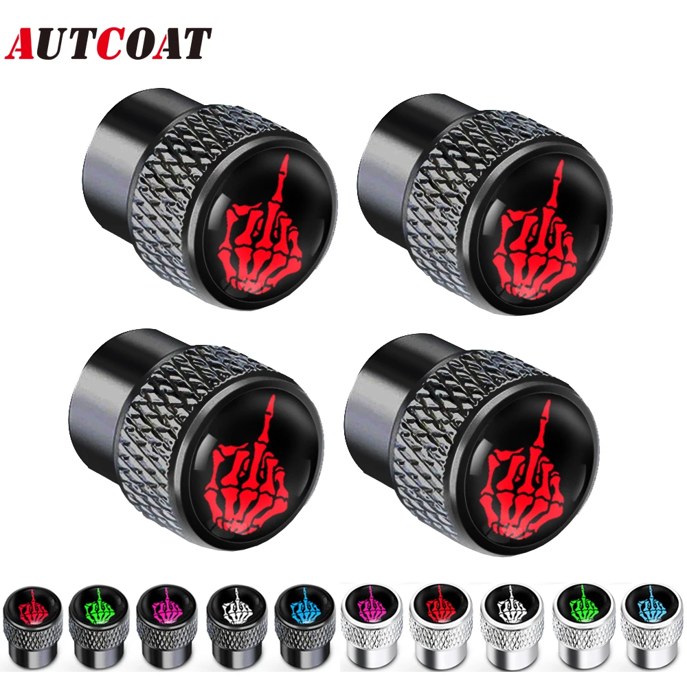 

AUTCOAT 4Pcs Middle Finger Tire Valve Caps with O Rubber Ring, Universal Stem Covers for Cars, SUVs, Bike, Trucks, Motorcycles