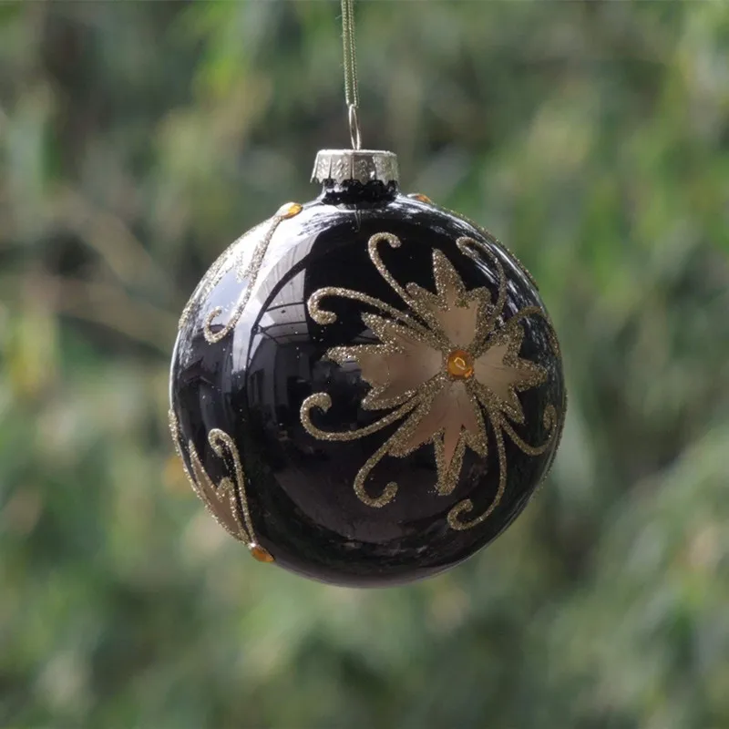 Colgante para el día de Navidad, bola de cristal de la serie negra, tamaño pequeño, decoración de boda, Hotel, envío gratis, diámetro = 8cm