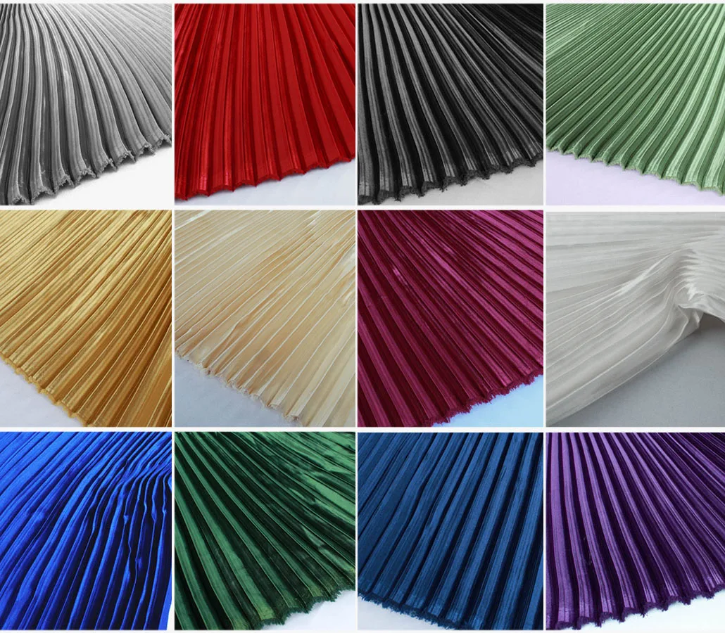 Glossy Pleated fabric big stripes satin fabric pleated dress clothing making sold by meter - 150cm wide