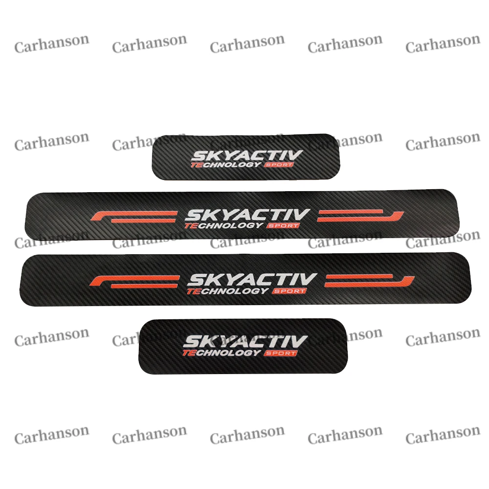 For Mazda 2 3 6 CX30 CX5 CX8 CX3 CX9 Auto Door Sill Pedal Carbon Fibre Texture Accessories Leather PU Styling Car Sticker Trim