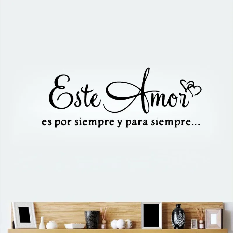 Spanish Version Quote Wall Stickers Este Amor Siempre Vinyl Wall Decals Love Forever Home Decor Living Room Bedroom Decoration