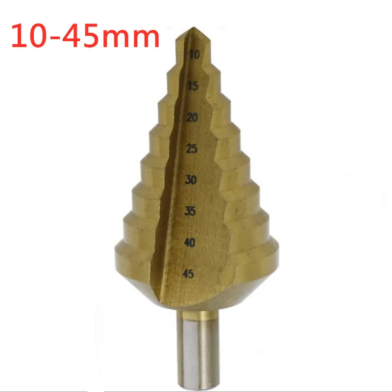 Ступенчатые сверла Метрическая спиральная канавка форма пагоды резак для отверстий 10-45 мм набор ступенчатых конусных Сверл из быстрорежущей стали