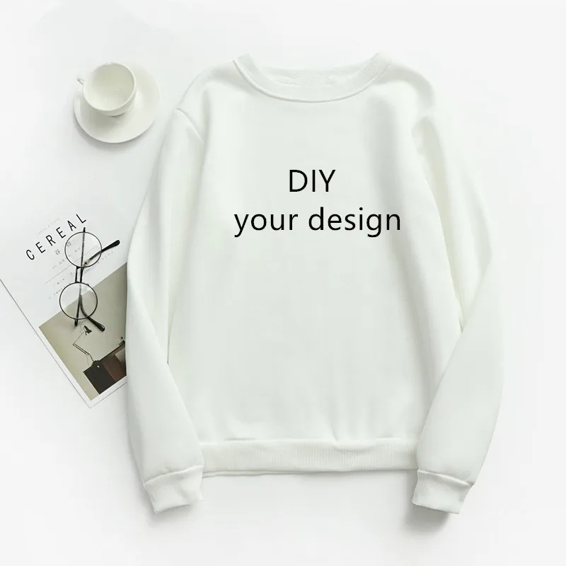 Personalised Custom Sweatshirt Men Women Unisex Print Customized Tracksuit Pullover White Pink Grey Jumper DIY Winter Hoodies