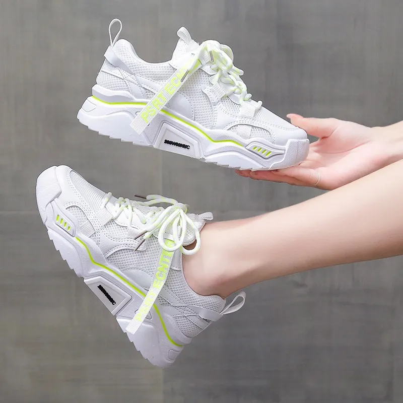 Women's Shoes Spring and Autumn White Sports Shoes Basket Femme Ultra Light Vulcanized Shoes Women's Mesh Leisure Sports Shoes