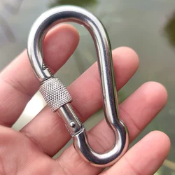 1Pcs M4 M5 M6 M7 M8 M9 M10 M11 M12 304 / 316 Stainless Steel Carabiner Carbine Snap Hook with nut-lock Spring Buckle Key Ring