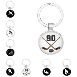 BTWGL 2024 Elegant Ice Hockey Keychain Vintage Style Hockey Players Profile Silhouette Key Chain Sports Jewelry Father'S Gift