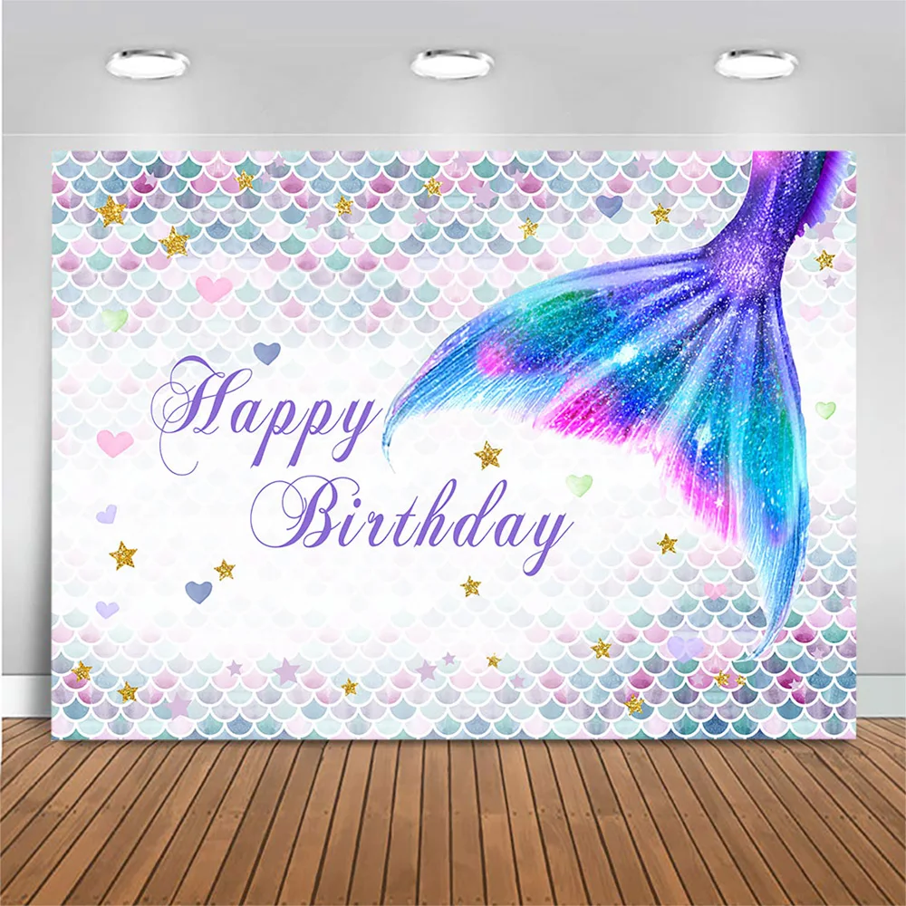 

Mocsicka Блестящий Фон Русалка на день рождения рыба весы для девочек день рождения пользовательский фото фон украшение Золотая Звезда