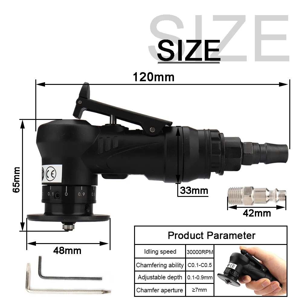 Mini Pneumatic Chamfering Machine Portable Metal Trimming Machine 45Degree Angle Grinder Hand-held Metal Beveling Deburring Tool