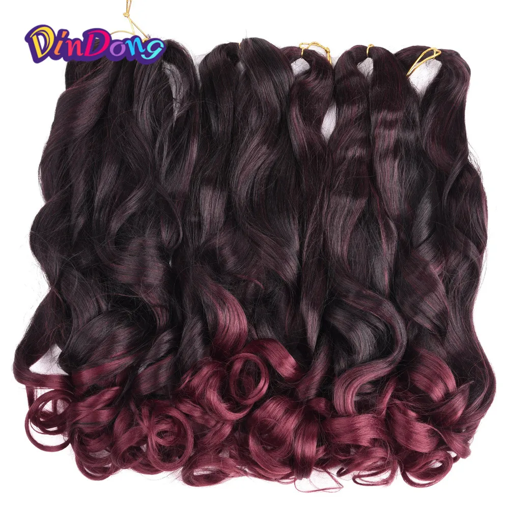 DinDong-extensiones de cabello ondulado de ganchillo para mujeres negras, extensiones de cabello trenzado preestirado, onda suelta sintética de 24 pulgadas