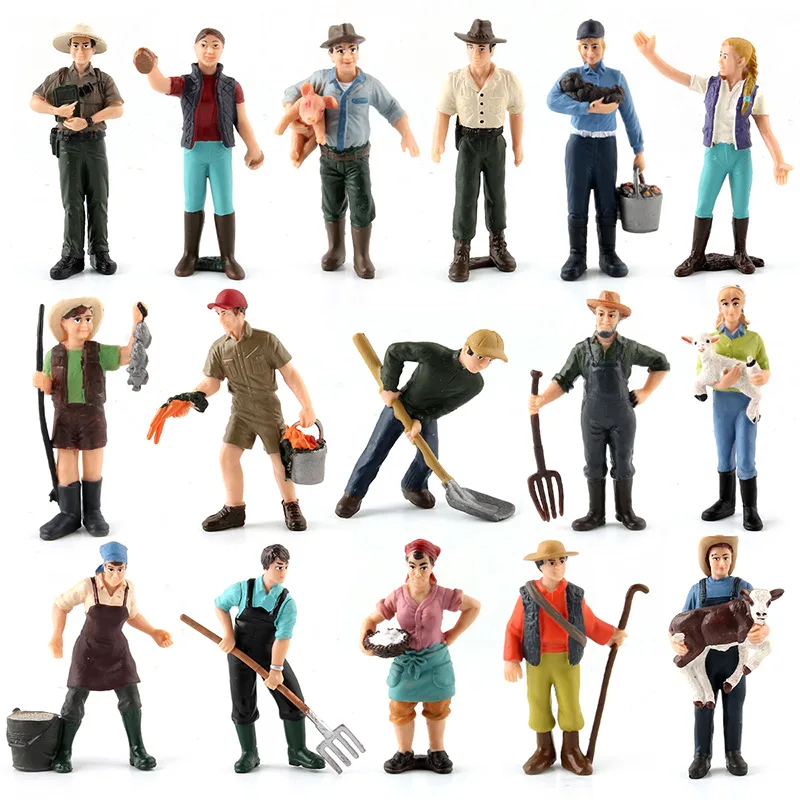 16pcs/26pcs Simulation Farm Toy Playset Scene Character Model Plastic Static Farmer Model Ornaments DIY For Children Adult Gifts