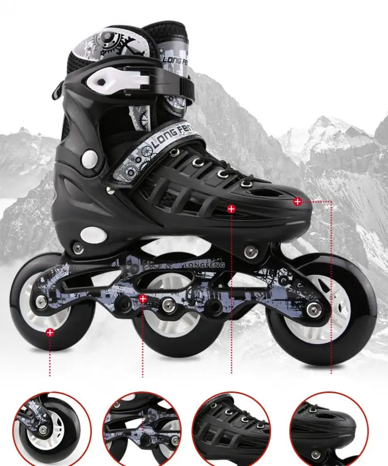 3 Wheels Inline Skates Adjustable Size  Professional Adult Roller Skate Shoes Slalom Speed Free Skating Sneakers Racing Skates