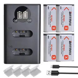 Batería NP-BX1 NP BX1 de 4x1860mAh, Cargador USB LCD con tipo C para Sony DSC RX1, RX100, M3, M2, RX1R, WX300, HX300, HX400, HX50, HX60