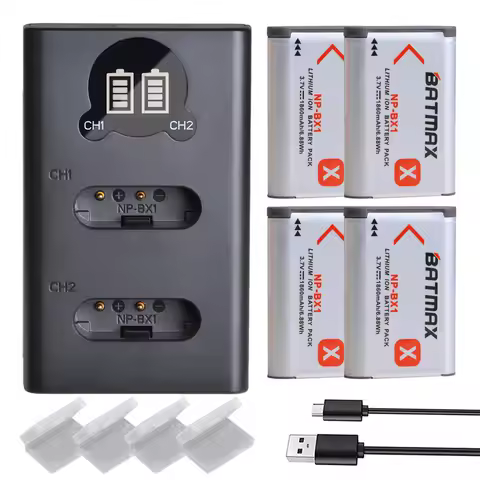 Batmax 1860mAh NP-BX1 NP BX1 Battery + LCD USB Charger with Type C for Sony DSC RX1 RX100 M3 M2 RX1R WX300 HX300 HX400 HX50 HX60