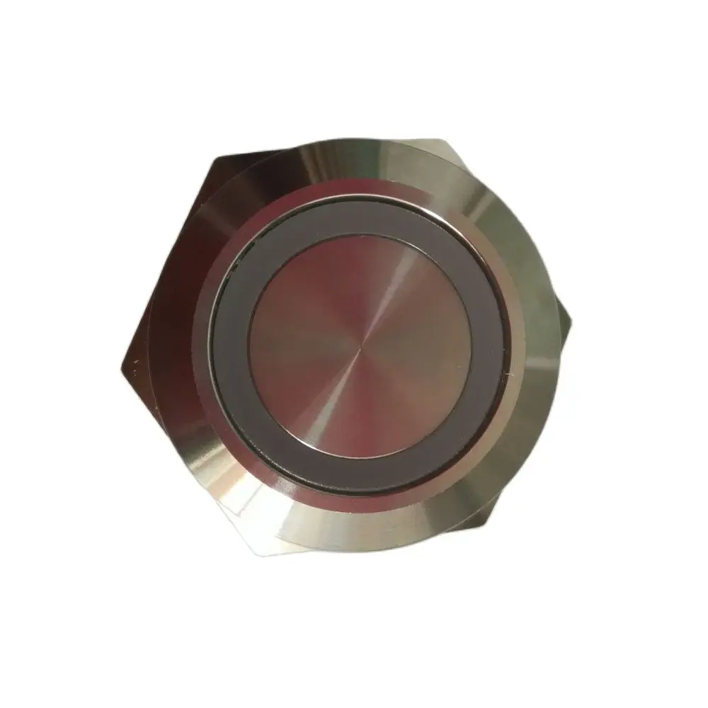 110V Geel Ring Led 19Mm Anti Vandaal Switch Met Rvs Momentary 1no1nc