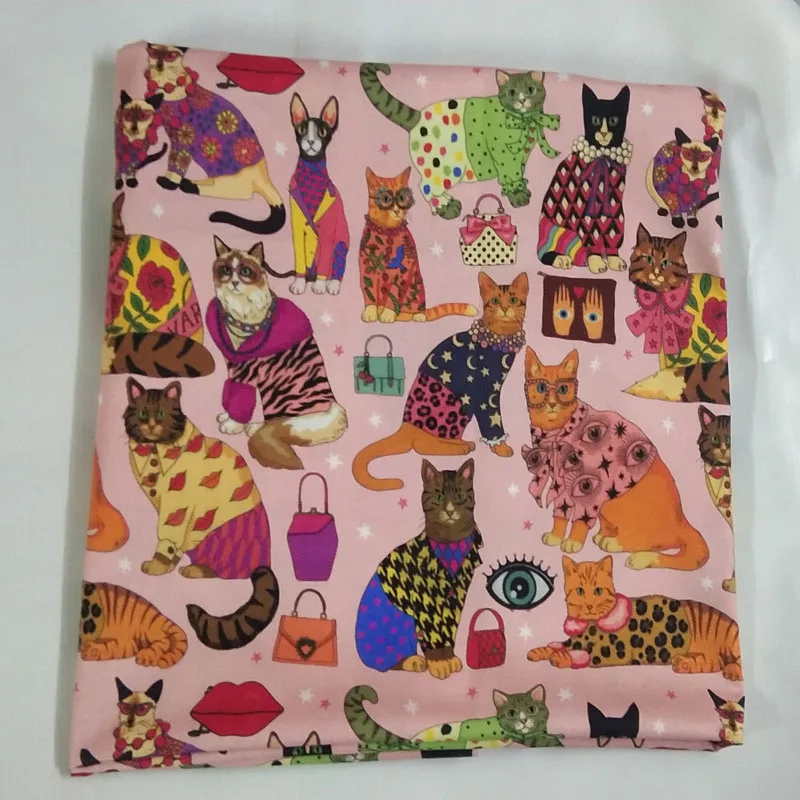 50x105cm Vivid Various Cats Printed Cotton Fabric Design 022 Fabric Patchwork for Cloth Dress Party Home Decor