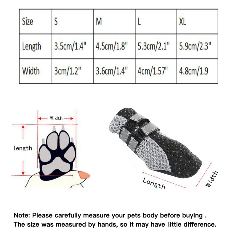 Breathable Pet Dog Outdoor Walking Shoes Net Soft Summer Pet Shoes Night Safe Reflective Boots For Large Small Dogs