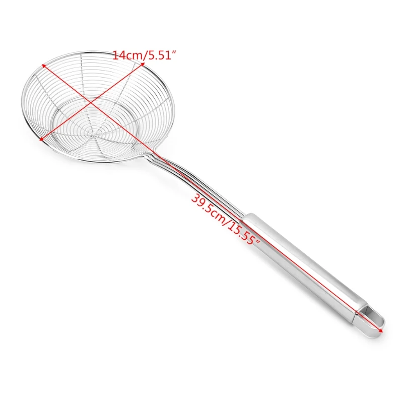 Stainless Steel Spider Skimmer Strainer Heat Resistant Solid Long Handle Kitchen Strainer Frying Food Skimmer Ladle Colander