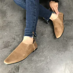 Genuine Leather Flats Casual Slip On Loafers Woman Shoes Comfortable Soft Leather Flat Shoes Square Toe Woman Footwear