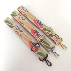 Canvas Flower Belt Bag Straps for Women Shoulder Messenger Bags Adjustable Strap Parts for Accesseries Rainbow Handbag Bag Belt