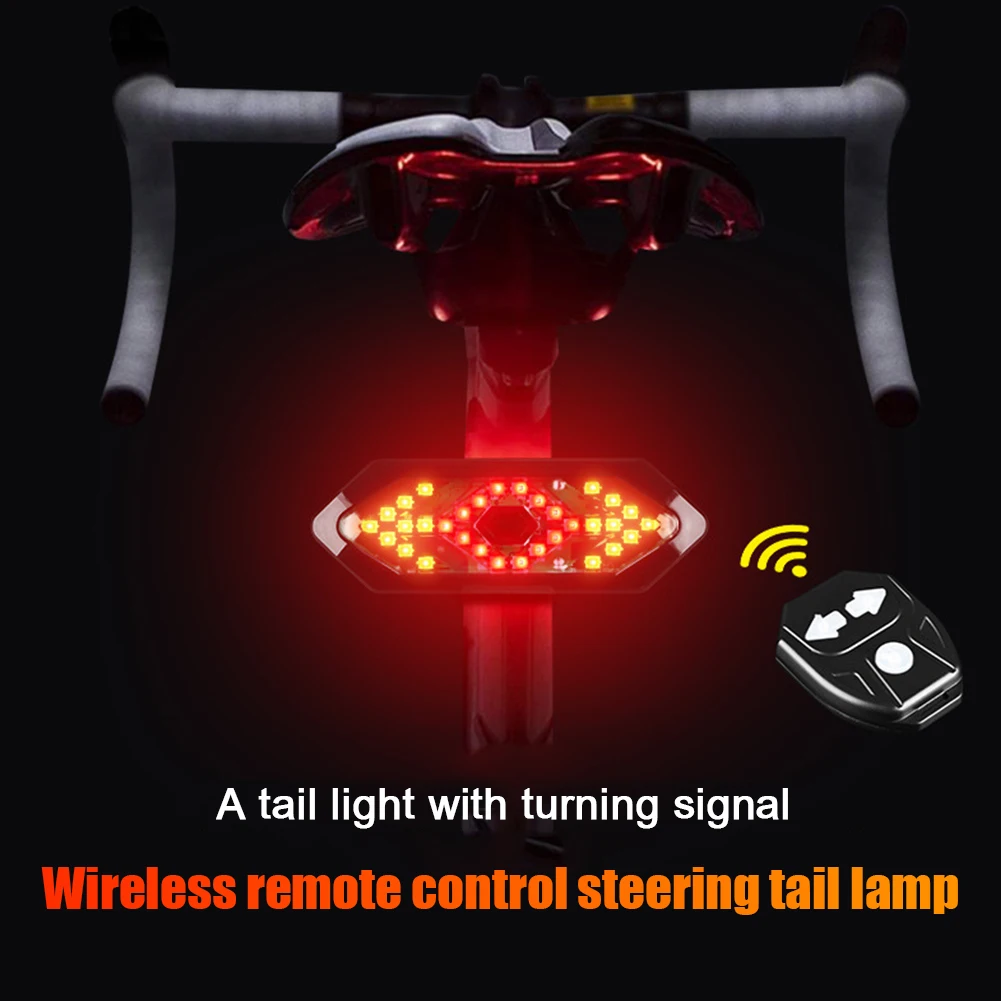 5 Modes Bike Tail Light Turn Signals Wireless Remote Control Mountain Bike Tail Light Waterproof Bicycle Flashing Headlight