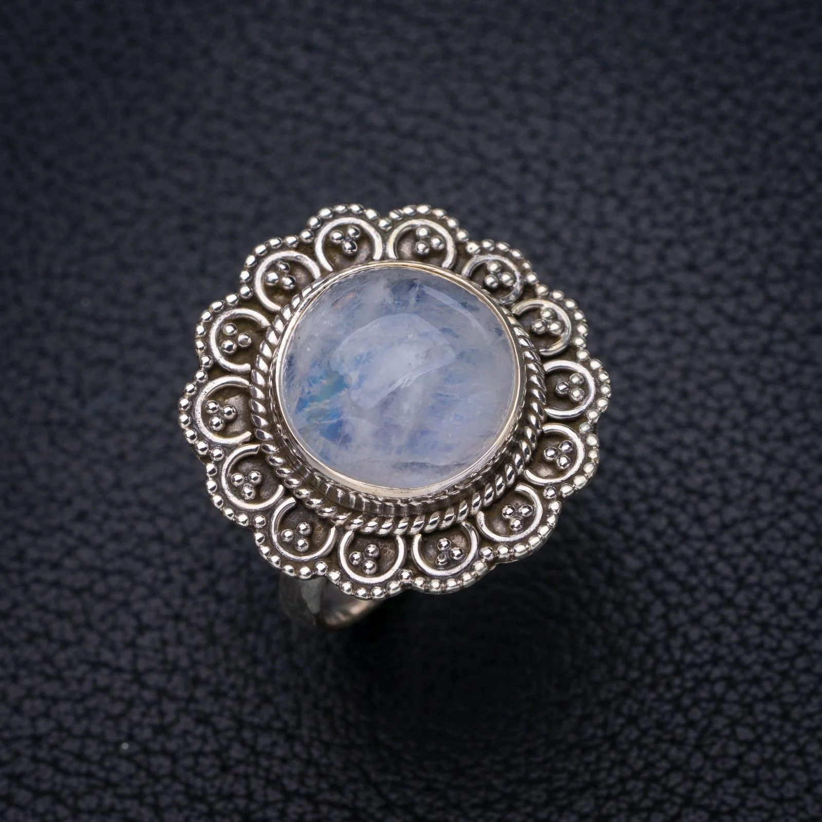 

StarGems Natural Moonstone Handmade 925 Sterling Silver Ring 7.5 E7273