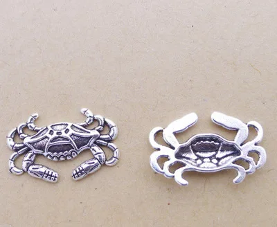 20 Pieces/Lot 20x12mm Crab Charms Antique Silver Color Animal Crab Pendants for DIY Jewelry Making Charm