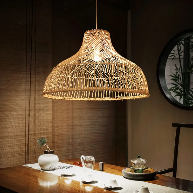 

Japanese Rattan Chandelier Vintage Farmhouse Style Ceiling Chandeliers Lighting Led Lights for Dining Room Restaurant Suspension