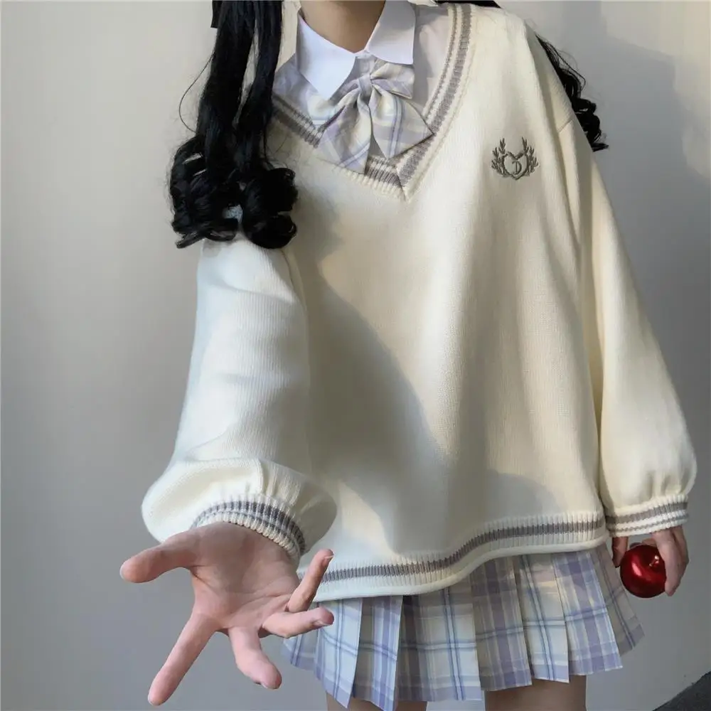 Suéter escolar japonés con cuello en V para niñas, Jersey de punto de algodón JK, uniformes Multicolor, Cosplay, primavera y otoño, 2021