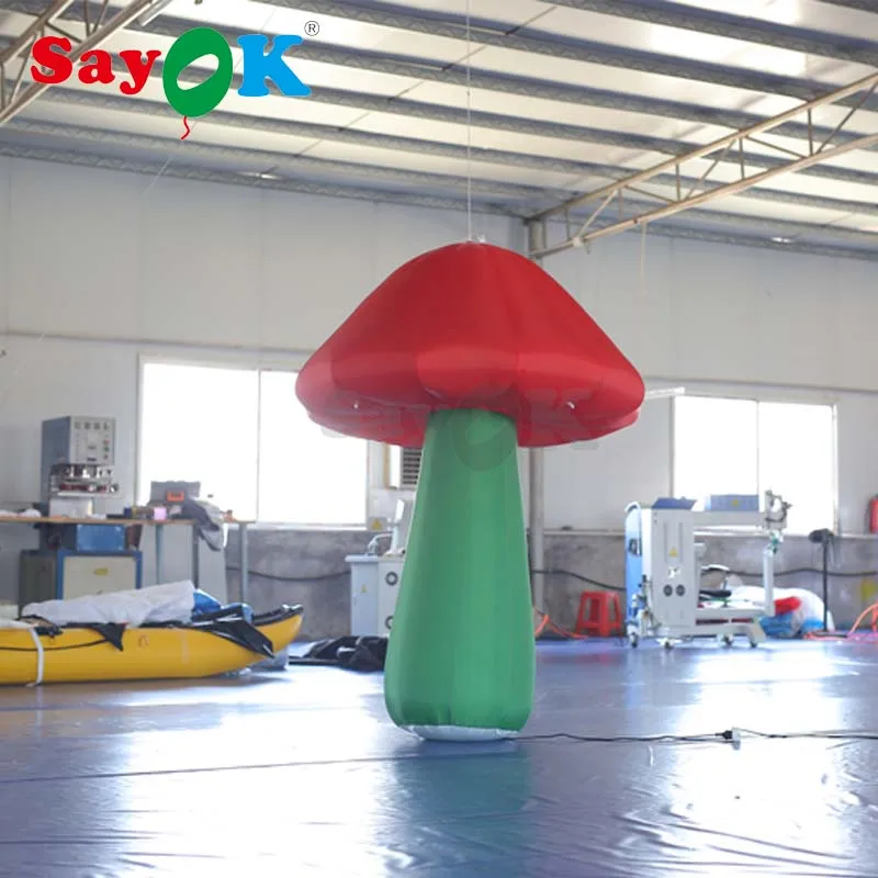 2m Height Inflatable Mushroom Ground Lighting with Colored LED Lights for Event, Wedding, Party Decorations