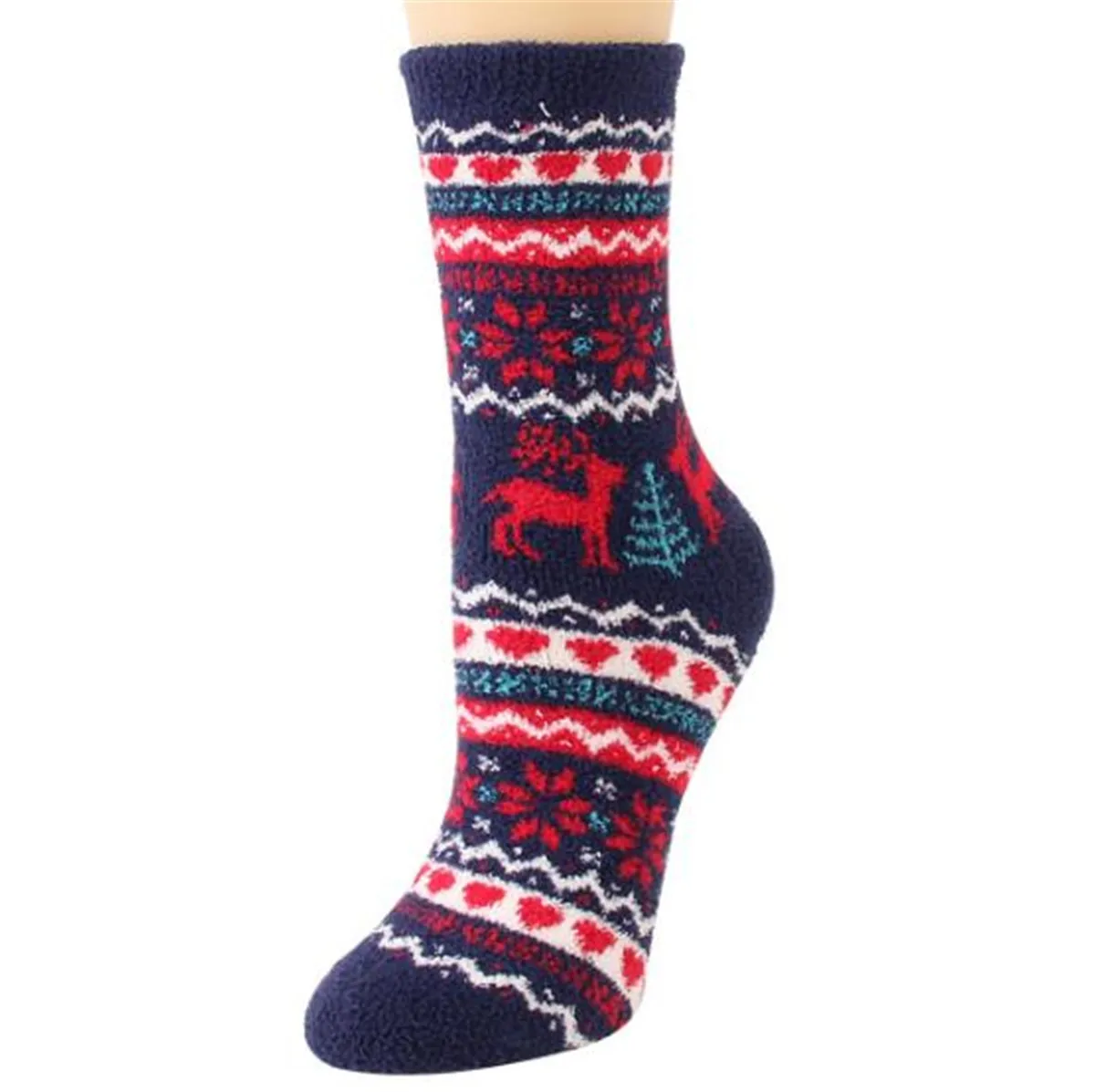 Winter Thick Coral Velvet Women Socks Christmas Elk Cartoon Warmer Dress