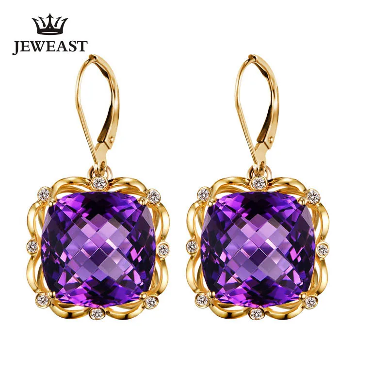 SLFD Amethyst 18K Pure Gold Earring Real AU 750 Solid Gold Earrings  Diamond  Trendy  Fine Jewelry Hot Sell New 2023