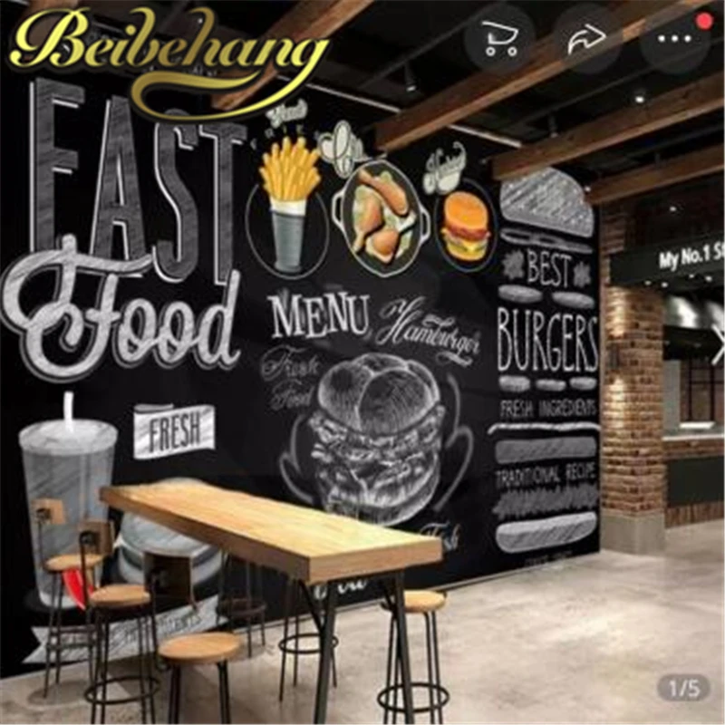 Custom 3d mural wallpaper black background court painting Pizza fast food wallpaper Gourmet restaurant wall papers Stickers