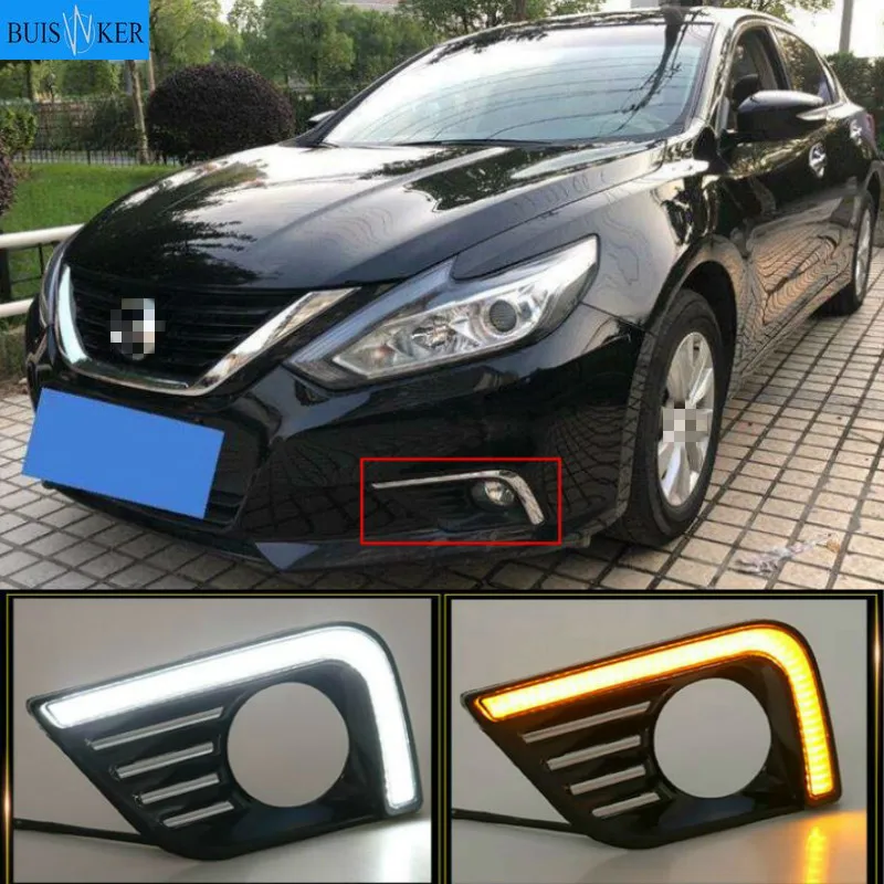 

LED Daytime Running Light Waterproof Car 12V LED DRL fog Lamp with Turn Signal style Relay For Nissan Altima Teana 2017 2018