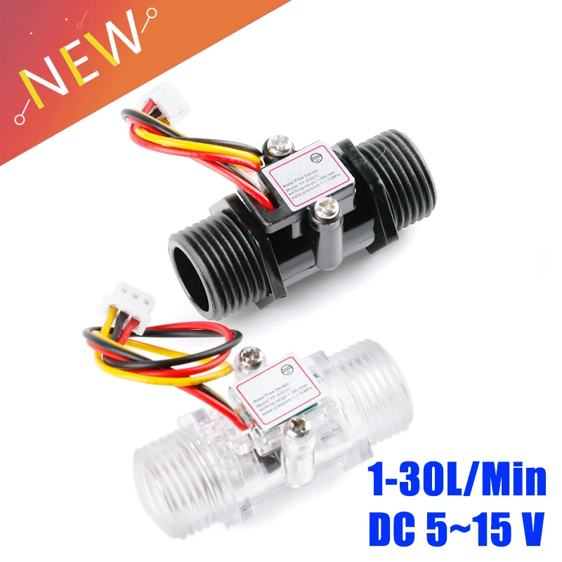 Przełącznik czujnika przepływu wody G1/2 "przepływomierz cieczy kontrola wody przezroczysta obudowa DC 5-15V zastosowanie do podgrzewacze wody