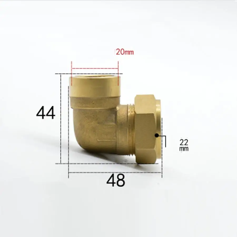 

Fit Tube OD 22mm x 1/2" BSP Female Brass Elbow Compression Fitting Union Connector Water Gas Fuel