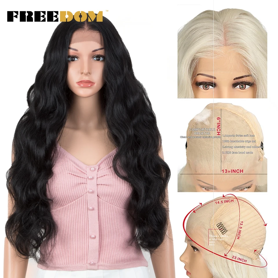 

FREEDOM 13x6 Synthetic Lace Front Wigs Blue Blonde Ombre 30 Inch Long Wavy Lace Wig Cosplay Lace Front Wigs For Black Women