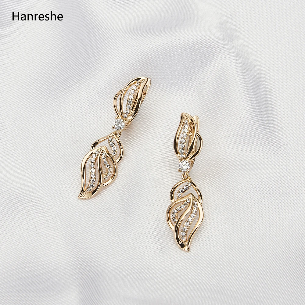 Flower Drop Earrings Mini Natural Zircon Trendy Jewelry Party Weddings Copper Gold Color Statement Dangle Earrings Women Gift