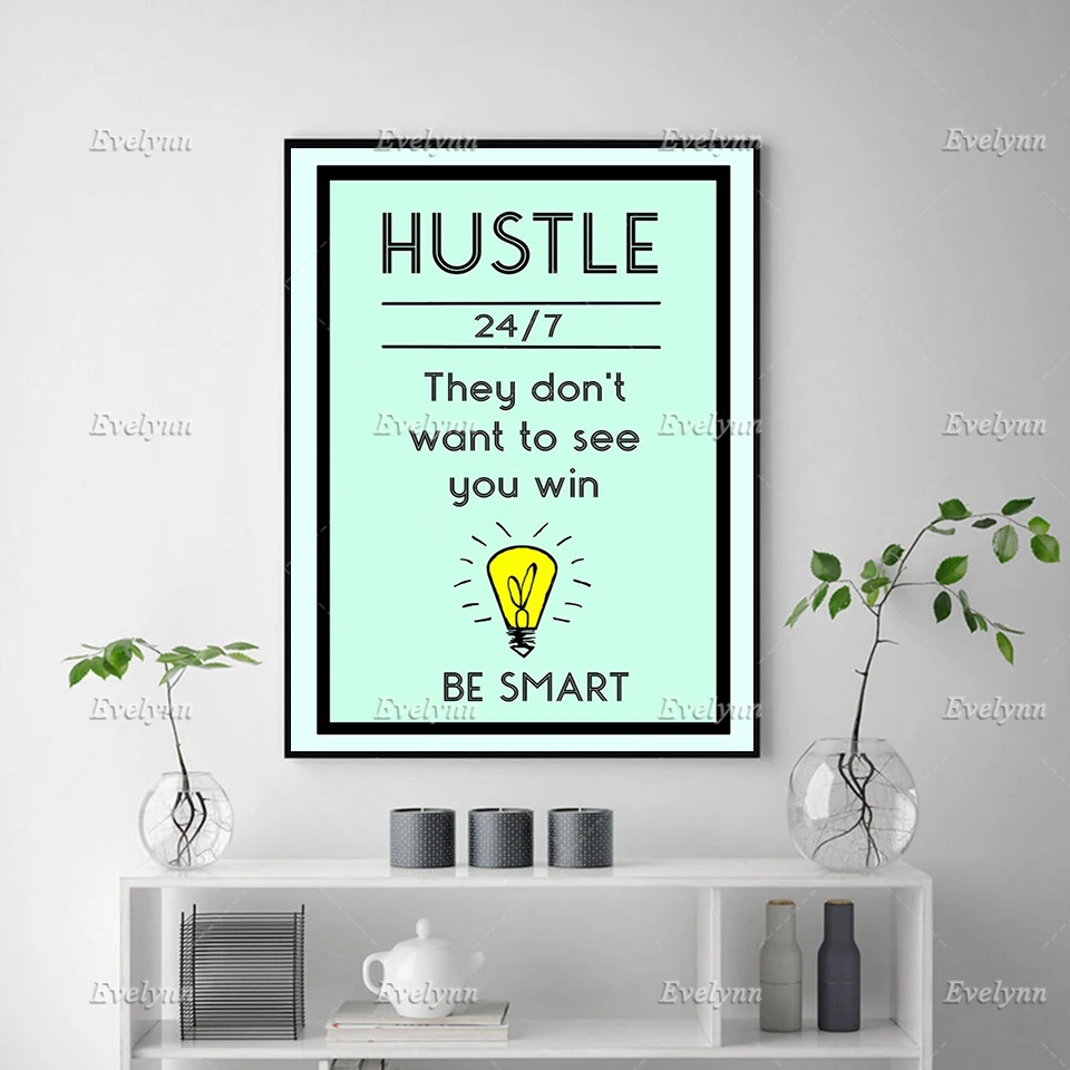 Hustle 24 7 Inspirational,Motivational Quotes Print Poster Office Corridor Decor Floating Frame Modern Painting Wall Art Canvas