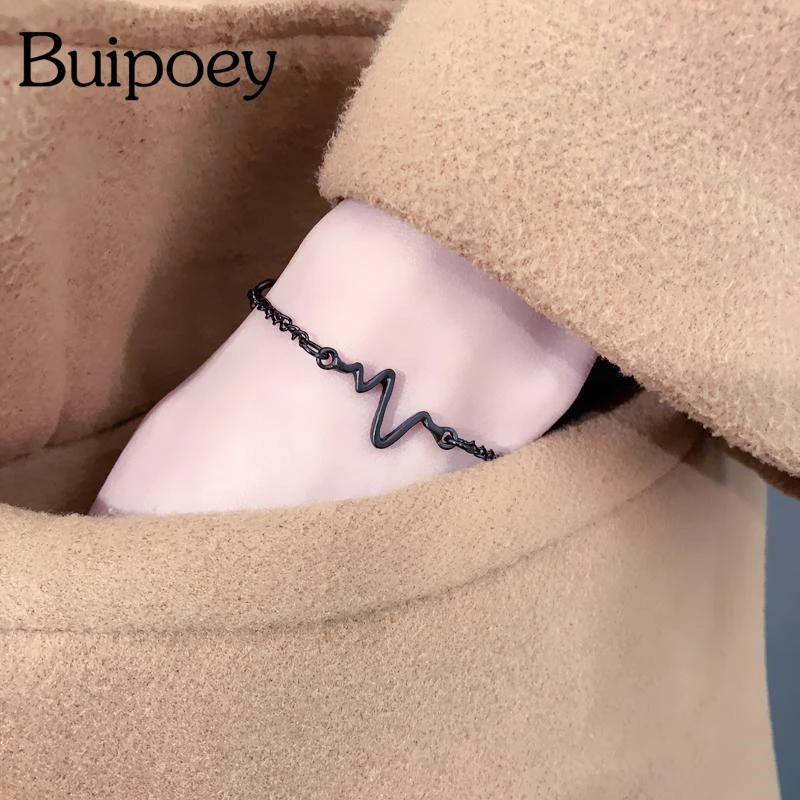 Buipoey Fashion Hot Simple Heart Rate Waves Style Bracelets For Women & Men Girls Boys Bracelet Jewelry