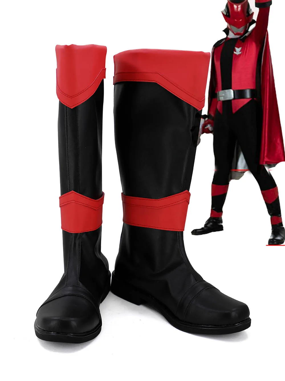 

The Red Sentai Ranger Cosplay Boots Shoes Kaitou Sentai Lupinranger VS Keisatsu Sentai Patranger Cosplay Custom Made