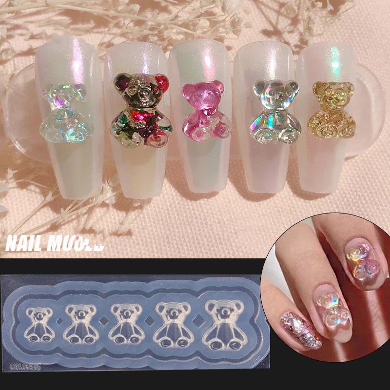 

Dowknot Butterfly Bear 3D Patterns Silicone Mold Nail Art Decor Acrylic Carve Mould Stamping DIY Nails Template Manicure Tools