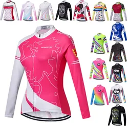 Weimostar Autumn Pro Cycling Jersey Long Sleeve Women MTB Bicycle Cycling Clothing Sportswear Ladies Bike Cycling Clothes Pink