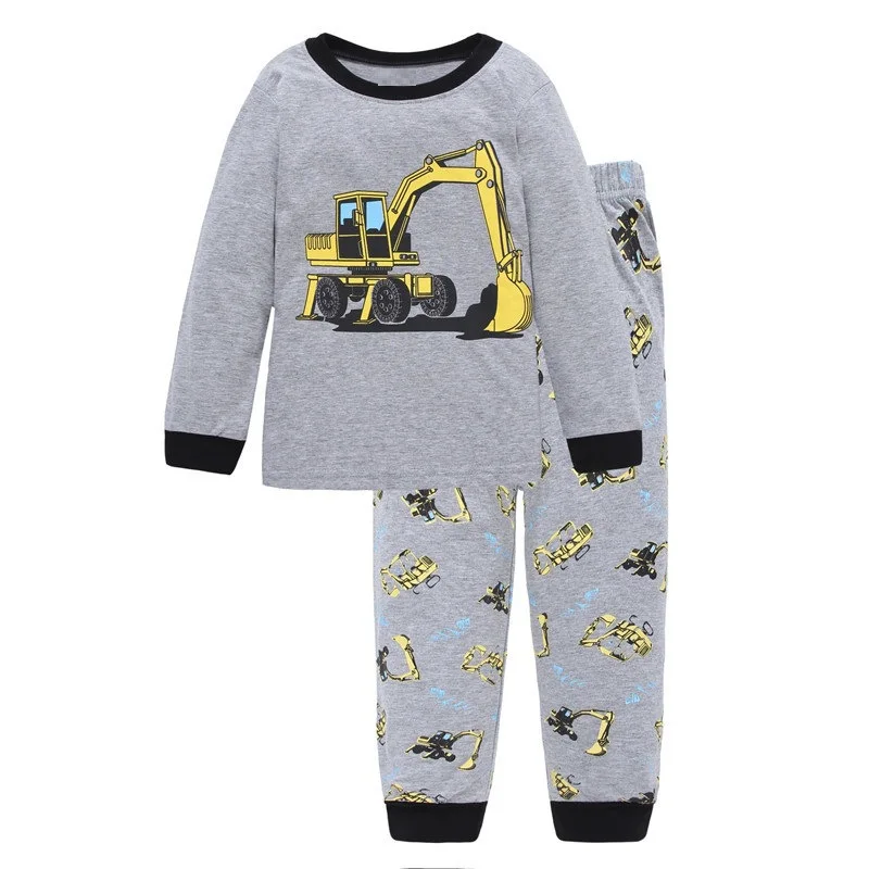 SAILEROAD Children Pajamas Excavator Pyjamas Set Kids Pijama Infantil Boys Nightwear Cotton Girls Long Sleeve Sleepwear Suit