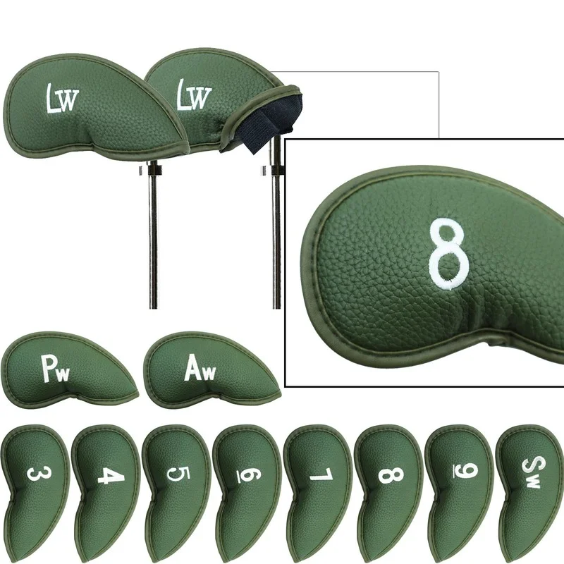 New 12 Pcs Thick Synthetic Leather Golf Iron Head Cover Set Headcover Fit All Brands Irons Clubs Drop Shipping