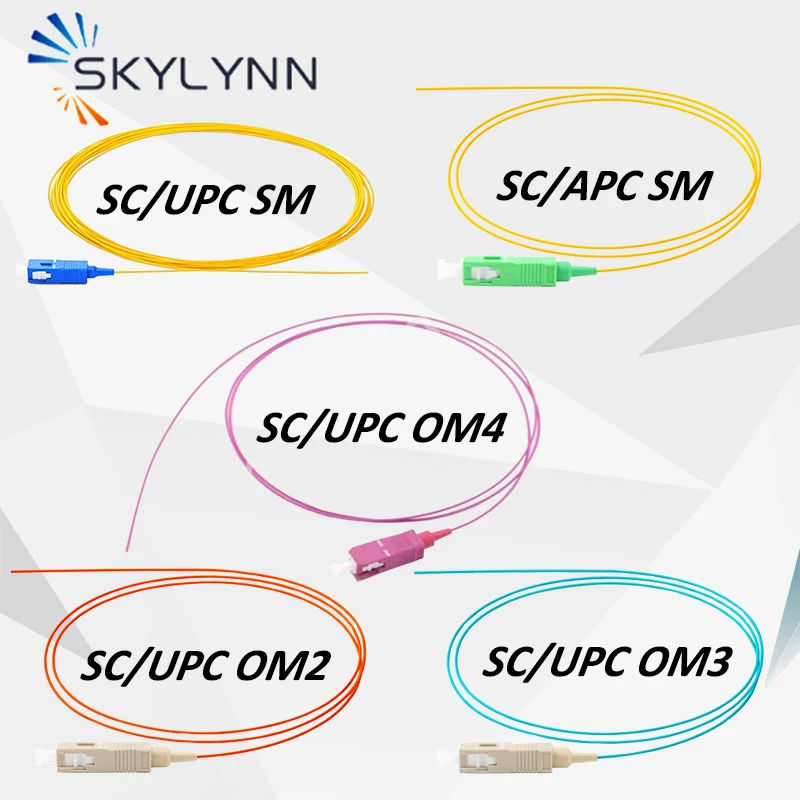 50 PCS SC Connector Pigtails, SM G657A2 MM OM2/OM3/OM4 0.9MM 1.5 Meter Length LSZH Jacket Fiber Optic Pigtails